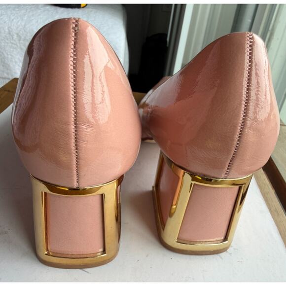 Statement Women's Blink Pump blush gold Preppy, Party dress block heel size 8 - Picture 2 of 9